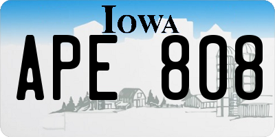 IA license plate APE808