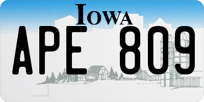 IA license plate APE809