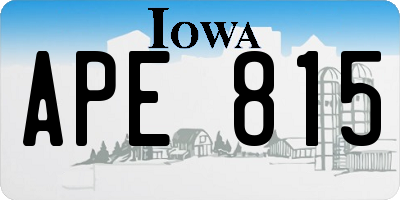 IA license plate APE815