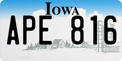 IA license plate APE816