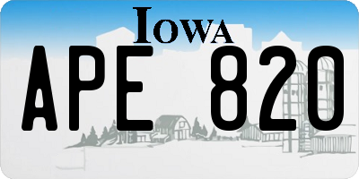 IA license plate APE820
