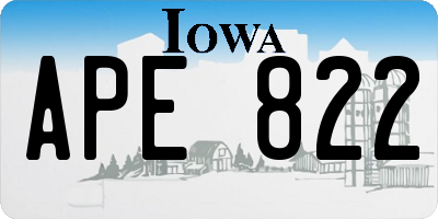 IA license plate APE822