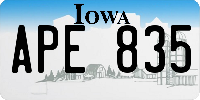 IA license plate APE835