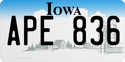 IA license plate APE836