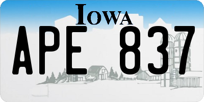 IA license plate APE837