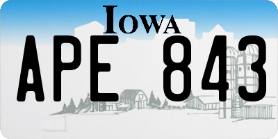 IA license plate APE843