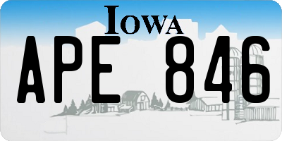 IA license plate APE846
