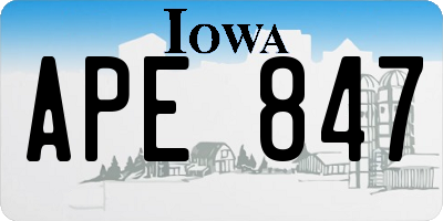IA license plate APE847