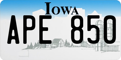 IA license plate APE850