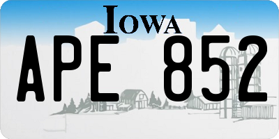 IA license plate APE852