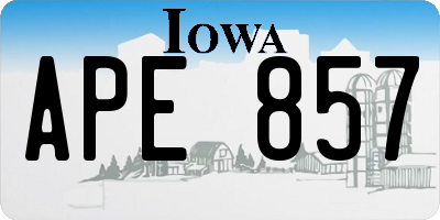 IA license plate APE857