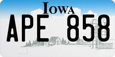 IA license plate APE858