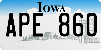 IA license plate APE860