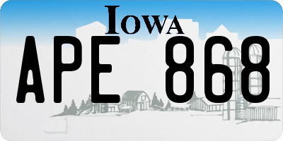 IA license plate APE868