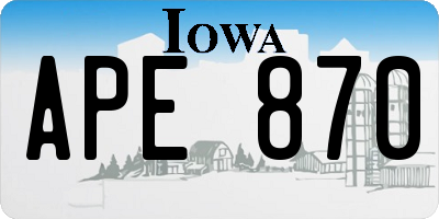 IA license plate APE870