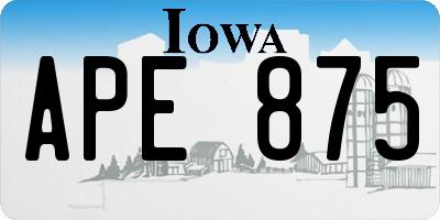 IA license plate APE875