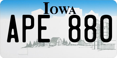 IA license plate APE880