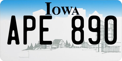 IA license plate APE890