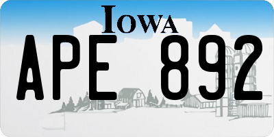 IA license plate APE892