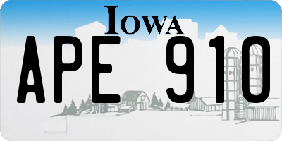 IA license plate APE910