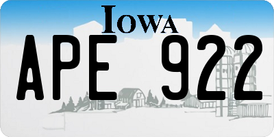 IA license plate APE922