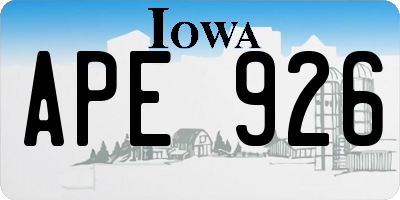 IA license plate APE926