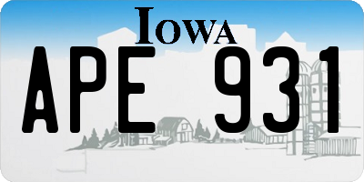 IA license plate APE931
