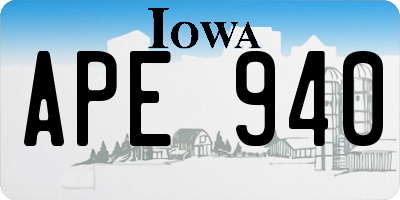 IA license plate APE940