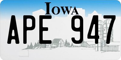 IA license plate APE947