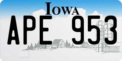 IA license plate APE953