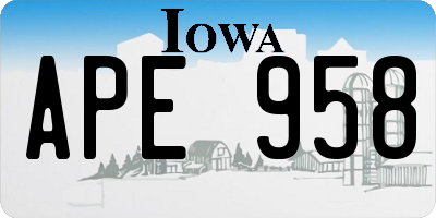 IA license plate APE958