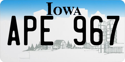 IA license plate APE967