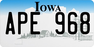IA license plate APE968