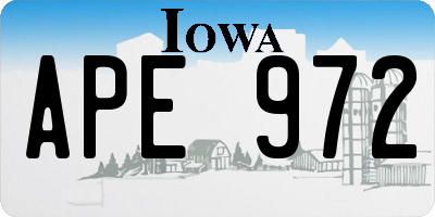 IA license plate APE972