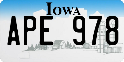 IA license plate APE978