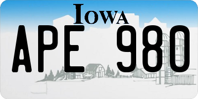 IA license plate APE980