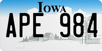 IA license plate APE984