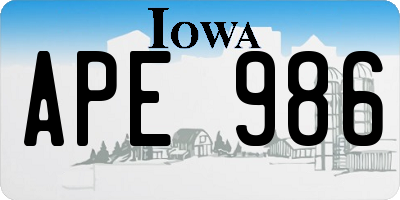 IA license plate APE986