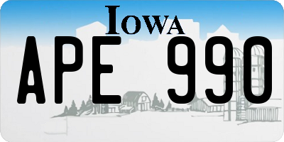 IA license plate APE990