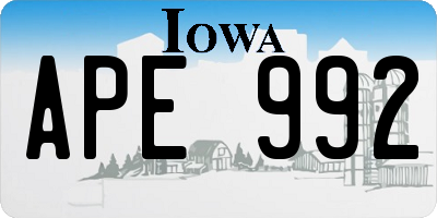 IA license plate APE992