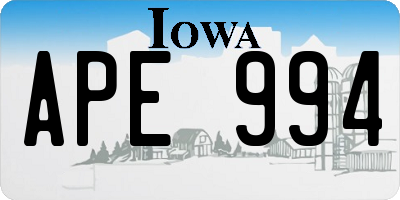 IA license plate APE994