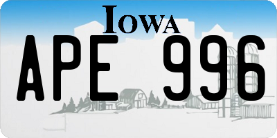 IA license plate APE996