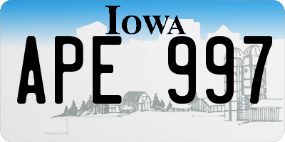IA license plate APE997