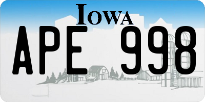 IA license plate APE998