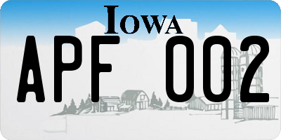IA license plate APF002