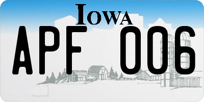 IA license plate APF006