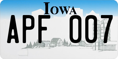 IA license plate APF007
