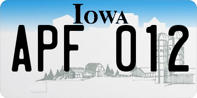 IA license plate APF012