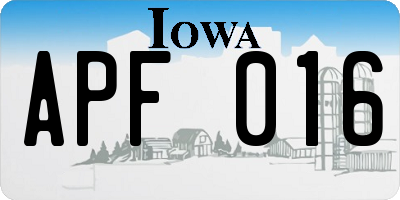 IA license plate APF016