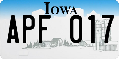 IA license plate APF017